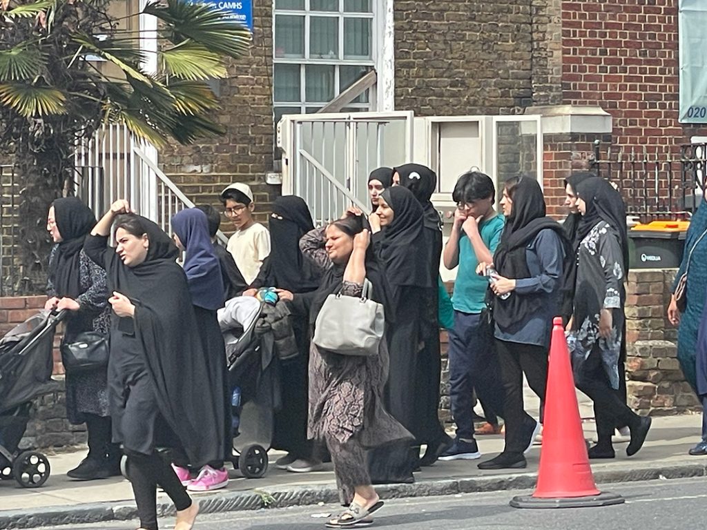 Photo album of Shia Muslims in the London Borough of Newham commemorating the death of Husayn ibn Ali, grandson of the Islamic prophet Muhammad. Pictures taken 27th July 2024.